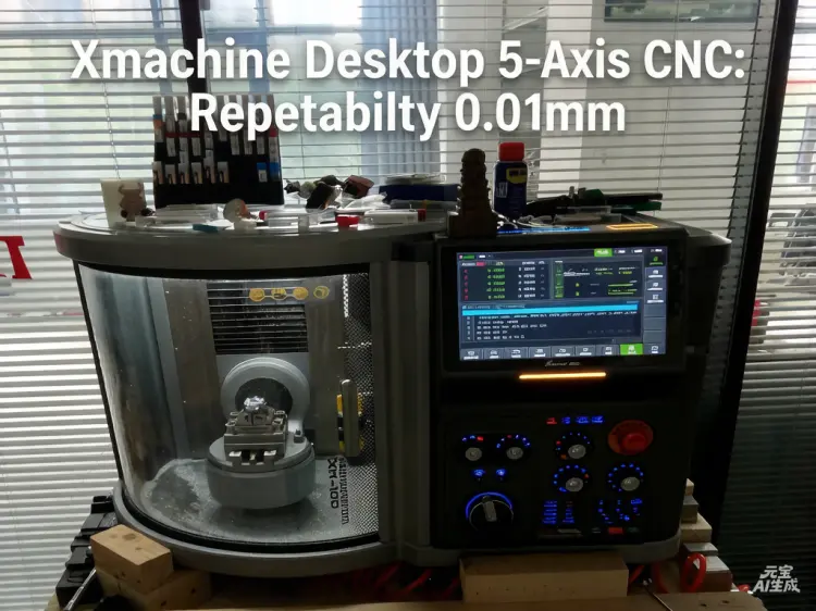 Xmachine Desktop 5-Axis CNC: Repeatability 0.01mm, AI-Powered Programming