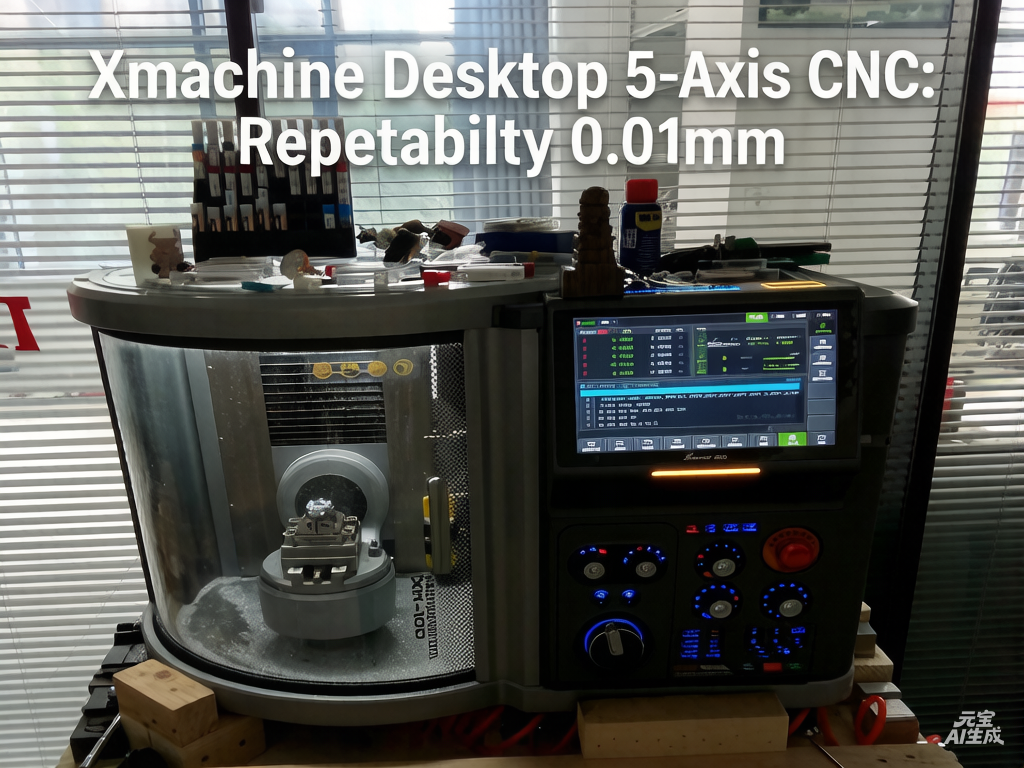 Xmachine Desktop 5-Axis CNC: Repeatability 0.01mm, AI-Powered Programming